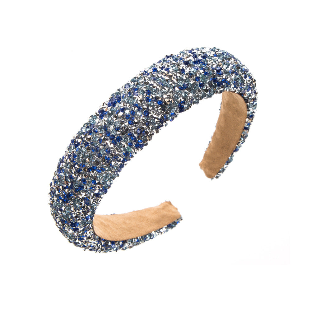 Wholesale New fashion hair pressure non-slip pure handmade sponge wide edge inlaid small rhinestone increased cranial top hair accessories women's headband
